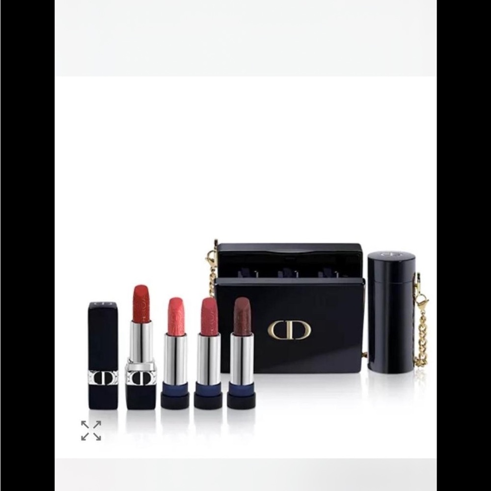 Dior Rouge  clutch with gold chain detachable lipstick and 4 Shades